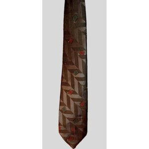 Christian Dior MONSIEUR Neck Tie Geometric Gray Matte Metal Tone Red Green Boxes